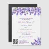 Lavender Florals QR UAWG Details Luxushochzeit Magneteinladung (Vorne/Hinten)