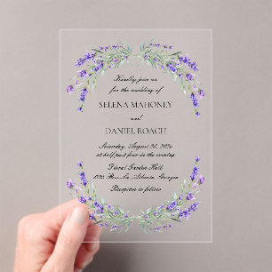 Lavender Florals Violet Wedding Acryleinladungen