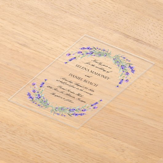 Lavender Florals Violet Wedding Acryleinladungen (Ablage )