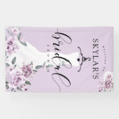 Lavender Florals White Wedding Dress Brautparty Banner (Horizontal)