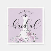 Lavender Florals White Wedding Dress Brautparty Serviette (Vorderseite)