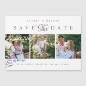 Lavender Flower 3 Photos Save The Date Magnet Card (Vorderseite)
