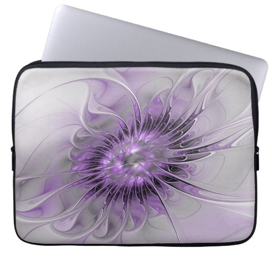 Lavender Flower Dream Modern Abstract Fractal Art Laptopschutzhülle (Vorderseite)