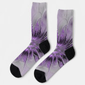 Lavender Flower Dream Modern Abstract Fractal Art Socken (Linkes Detail)