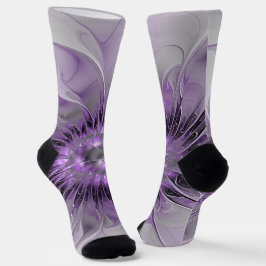Lavender Flower Dream Modern Abstract Fractal Art Socken