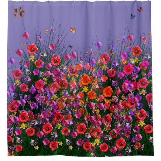 Lavender Flower Gardens Duschvorhang (Vorderseite)