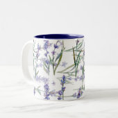 Lavender Flower Plant Watercolor Art Blue Lilac Zweifarbige Tasse (Vorderseite Links)