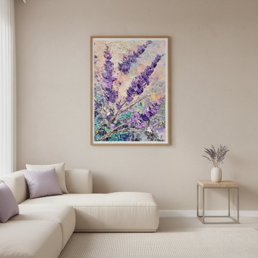 Lavender Flowers Abstract Oil Painting Wall Art Poster