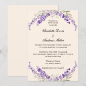 Lavender flowers champage cream wedding einladung (Vorne/Hinten)