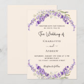 Lavender flowers champage cream wedding einladung (Vorne/Hinten)