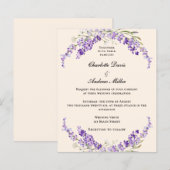 Lavender flowers champage cream wedding invitation (Vorne/Hinten)