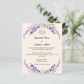 Lavender flowers champage cream wedding invitation (Stehend Vorderseite)