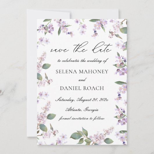 Lavender Flowers Violet Wedding  Save The Date (Vorderseite)