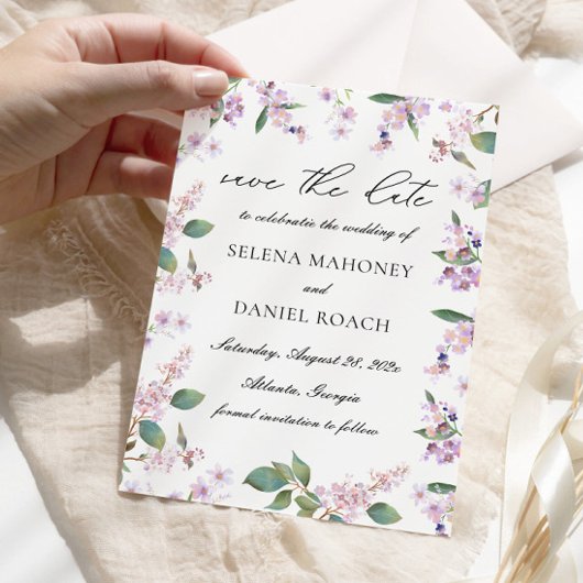 Lavender Flowers Violet Wedding  Save The Date