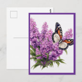 LAVENDER FLOWERS WITH BUTTERFLY POSTKARTE (Vorne/Hinten)