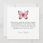 Lavender Fluttering Butterfly Greenery Square Dankeskarte (Rückseite)