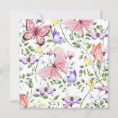 Lavender Fluttering Butterfly Greenery Square Dankeskarte (Vorderseite)