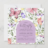 Lavender Fluttering Butterfly Grünfläche Platz Einladung (Vorderseite)