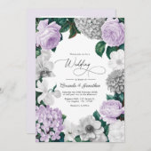 Lavender Fog, Heather Gray & Winter White Wedding Einladung (Vorne/Hinten)