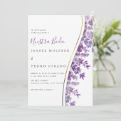 Lavender Foliage Nuestra Boda Spanish Wedding Einladung (Stehend Vorderseite)