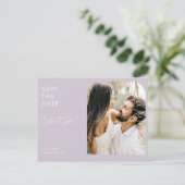 Lavender Foto Arch Wedding Save the Date Postkarte (Stehend Vorderseite)