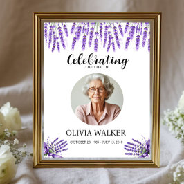 Lavender Foto Beerdigung Memorial Sign Poster