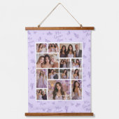 Lavender Foto Collage Keepake Quinceanera Wandteppich Mit Holzrahmen (Vorderseite)