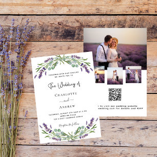 Lavender Foto Collage QR UAWG Luxus Hochzeit Einladung