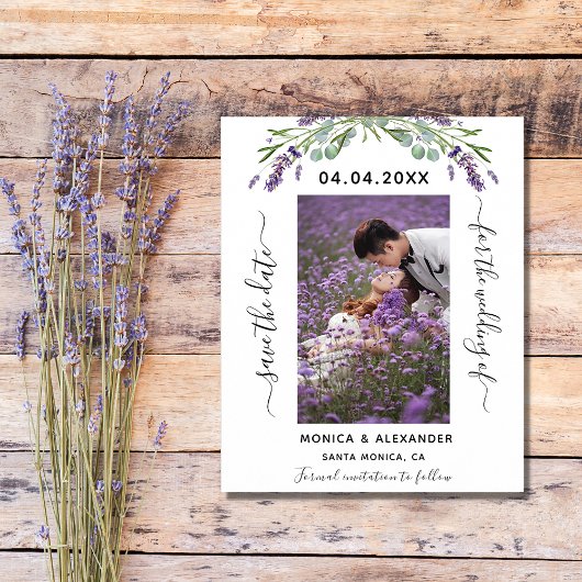 Lavender Foto Hochzeit Speichern Sie das Datum Flyer