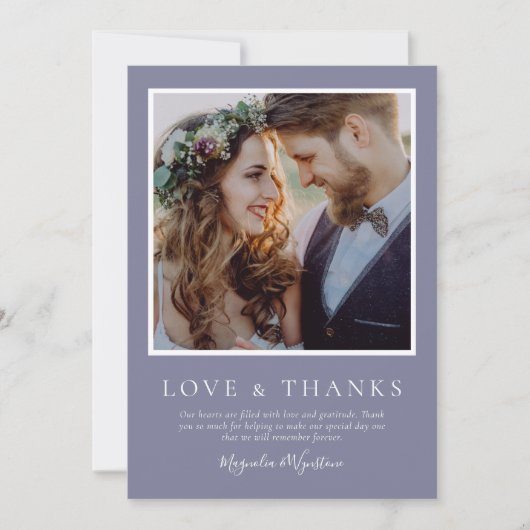 Lavender Foto Liebe & Danke Hochzeit (Vorderseite)