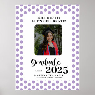 Lavender Foto Polka Dots Graduation Party Poster