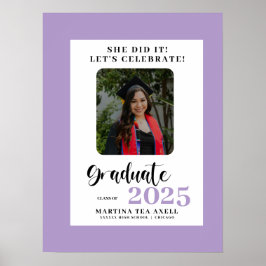 Lavender Foto Polka Dots Graduation Party Poster