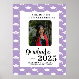 Lavender Foto Polka Dots Graduation Party Poster