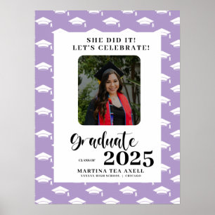 Lavender Foto Polka Dots Graduation Party Poster
