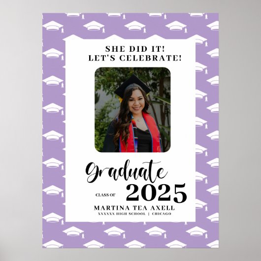 Lavender Foto Polka Dots Graduation Party Poster (Vorne)
