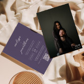 Lavender Foto Script Monogram QR Code Hochzeit Einladung