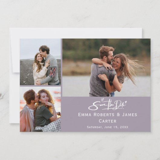 Lavender FotoCollage Save the Date (Vorderseite)