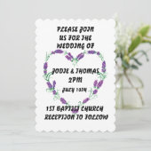 LAVENDER FRAME HEART WEDING INVITAATIONEN CUSTOM EINLADUNG (Stehend Vorderseite)