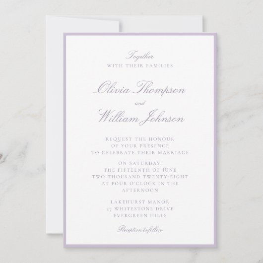 Lavender Framed Wedding Invitation Einladung (Vorderseite)