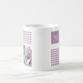 Lavender Fügen Sie Ihr Foto Gingham Modern Monogra Kaffeetasse (Mittel)