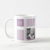 Lavender Fügen Sie Ihr Foto Gingham Modern Monogra Kaffeetasse (Links)