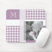 Lavender Fügen Sie Ihr Foto Gingham Modern Monogra Mousepad (Mit Mouse)