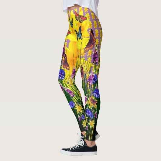 Lavender Fun Butterfly Springtime Blume Leggings (Links)