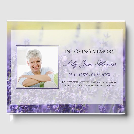 Lavender Funeral Guest Book | In Love Memory Gästebuch (Vorderseite)