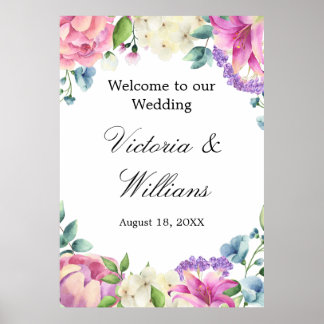 Lavender Garden Romantic Watercolor Floral Wedding Poster