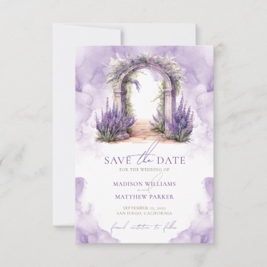 Lavender Garden Wedding Foto Personalisiert Save The Date (Vorderseite)