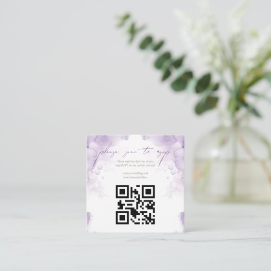Lavender Garden Wedding QR Code UAwg Begleitkarte (Stehend Vorderseite)