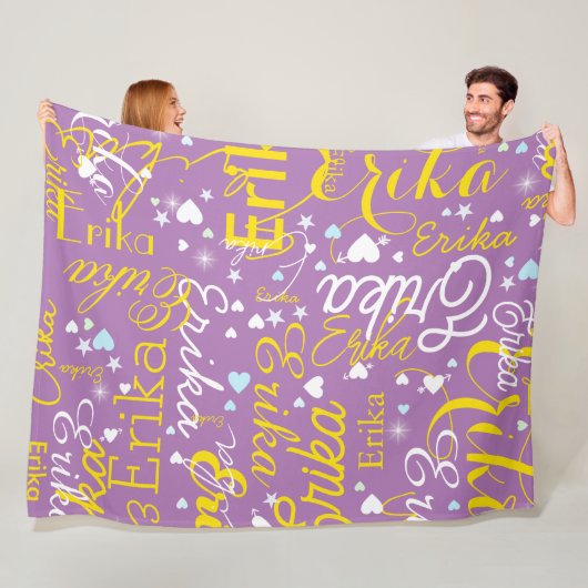Lavender / Gelbes romantisches Herz Girly Fleecedecke (Beispiel)
