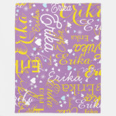 Lavender / Gelbes romantisches Herz Girly Fleecedecke (Vorderseite)