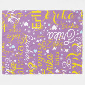 Lavender / Gelbes romantisches Herz Girly Fleecedecke (Vorderseite (Horizontal))